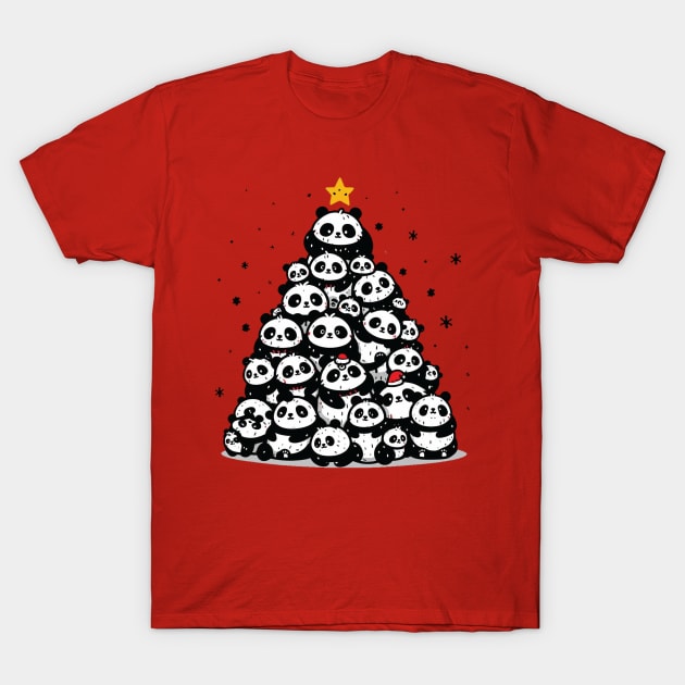 Christmas Tree Pandas T-Shirt by Trendsdk